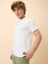 Status Quo Men's Solid Henley Neck Half Sleeves Regular Fit T-shirt